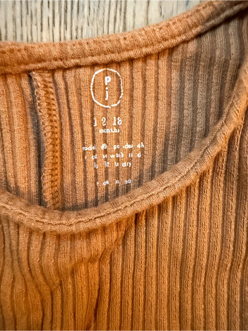 Kids Ribbed One-Piece Romper in Rust - Picture 3 of 3